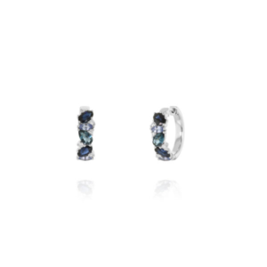 Blue Sapphire and Topaz Huggie Earrings