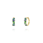 Blue Topaz, Sapphire and Tsavorite Huggie Earrings
