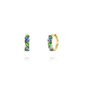 Blue Topaz, Sapphire and Tsavorite Huggie Earrings